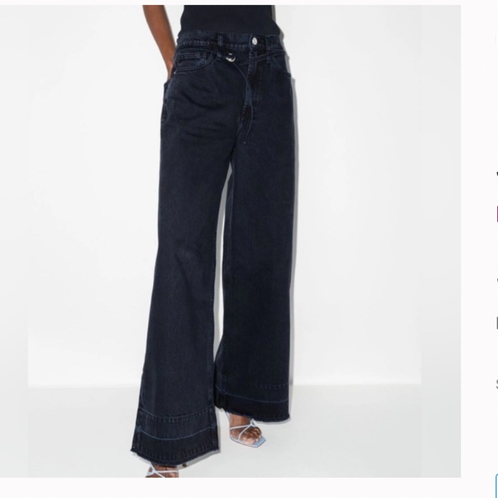 Frame High Rise Baggy Jean Womens 27 Supermoon Wash Raw Hem Wide Leg